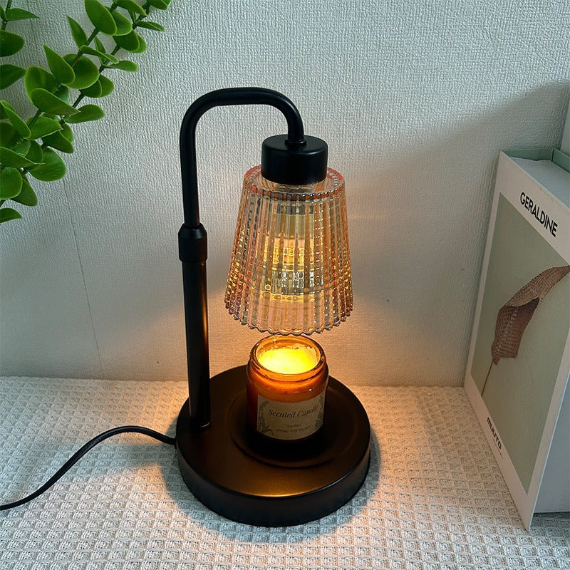 Decorative electric candle warmer lamp for creating ambiance. Dimmable light & timer for safe, flameless scent.