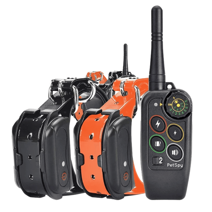 Dog training e-collar with user-friendly remote control for long-range 1000m behavior correction.