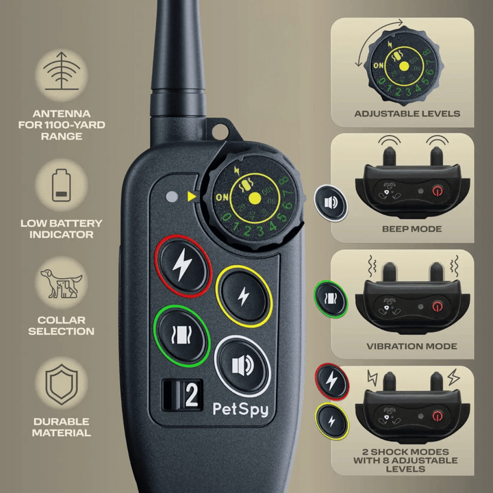 Essential pet supplies: waterproof e-collar with 1000m remote for effective dog behavior training.