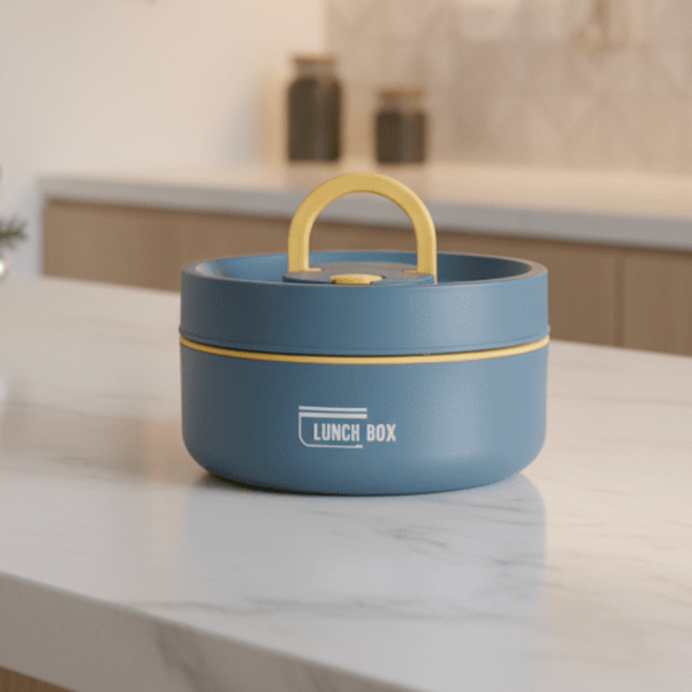 Portable insulated food jar with secure leak-resistant lid, ideal for travel & office.