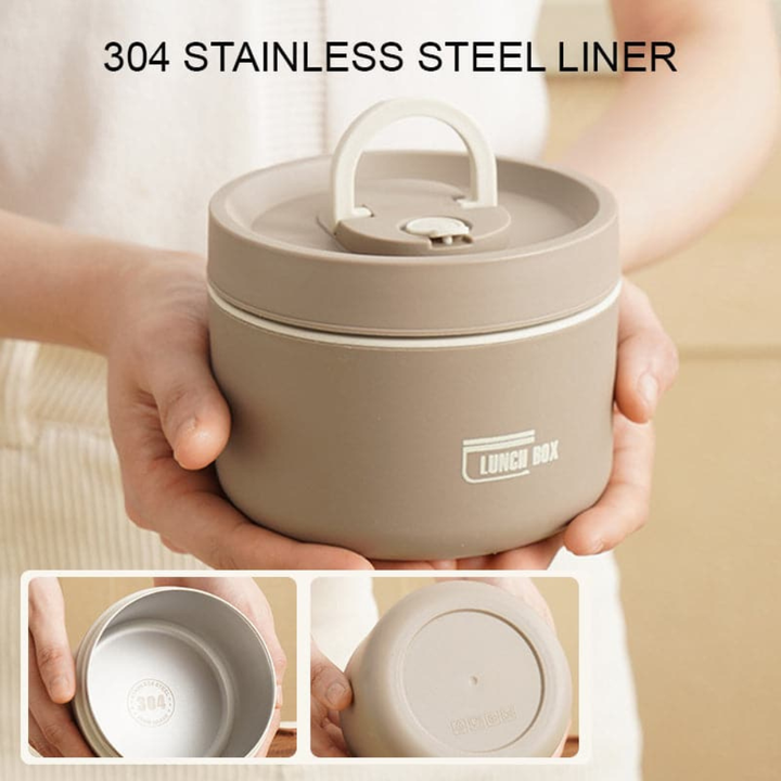 Vacuum insulated food jar, stainless steel, perfect for on-the-go hot or cold meals.