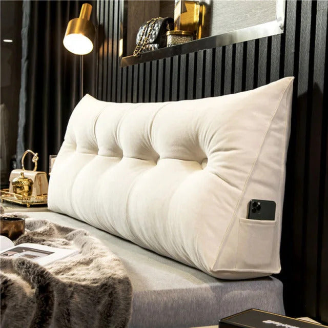 Stylish DreamSlope headboard pillow, a decorative bed accessory enhancing bedroom decor with home comfort.