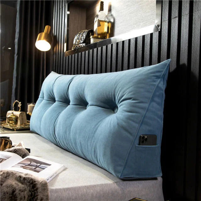 Ergonomic DreamSlope bed pillow for superior back support, comfort, and relaxation while reading or lounging.