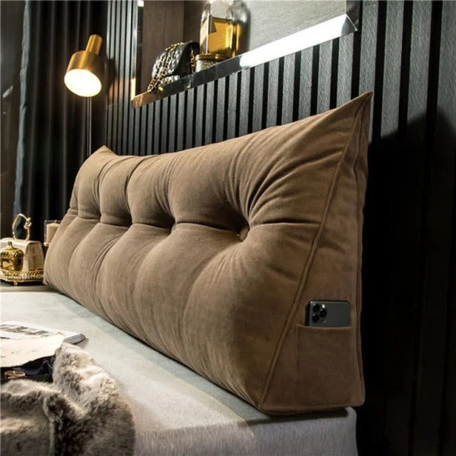 Relaxation aid: DreamSlope headboard pillow, designed for supreme comfort and support for restful lounging in bed.