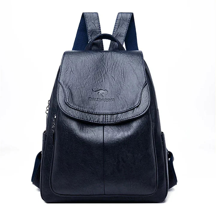 Practical women's leather backpack for daily essentials, offering timeless style & robust durability.