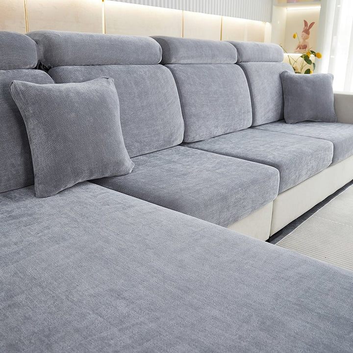 Durable chenille sectional sofa cover for stylish living room protection. Soft, pet-friendly slipcover.
