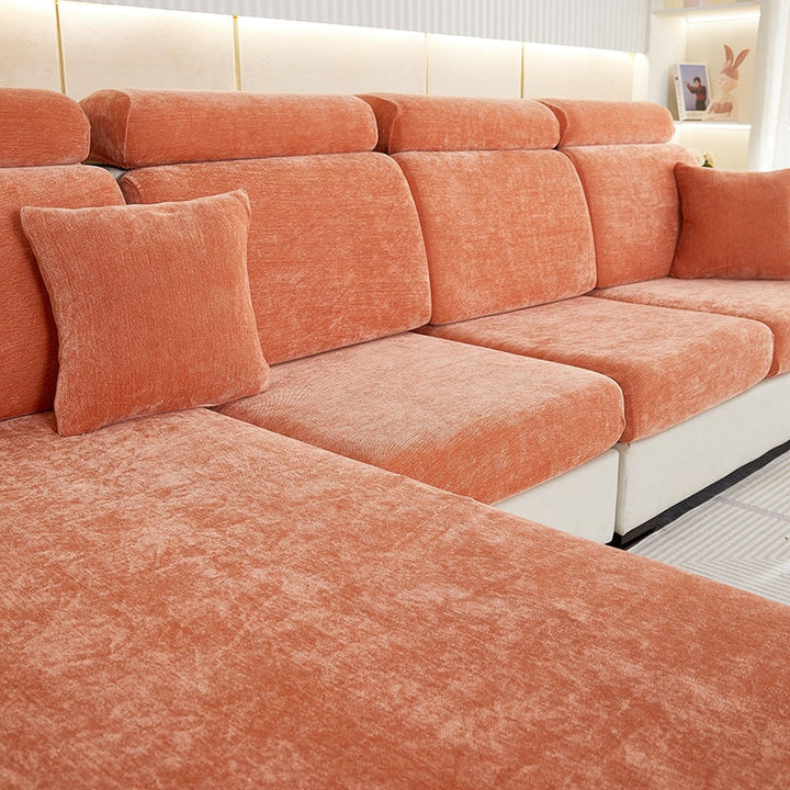 Washable chenille furniture protector. Stylish sectional cover for your living room sofa.