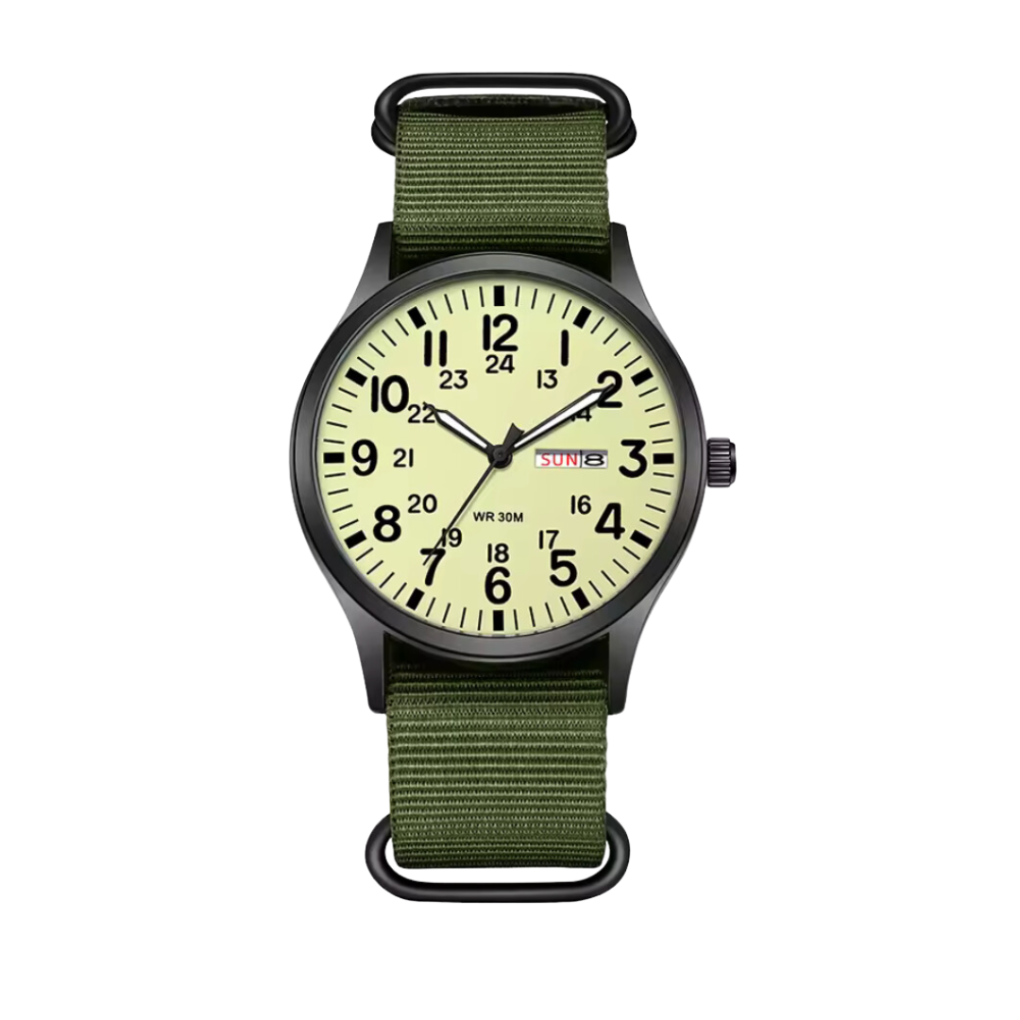 Men's rugged adventure watch. Waterproof tactical quartz watch, perfect for outdoor activities with a luminous display.