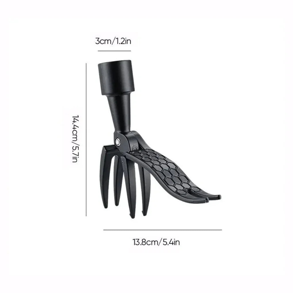 Heavy-duty stainless steel weed puller attachment, a durable outdoor gardening tool for tough root removal.