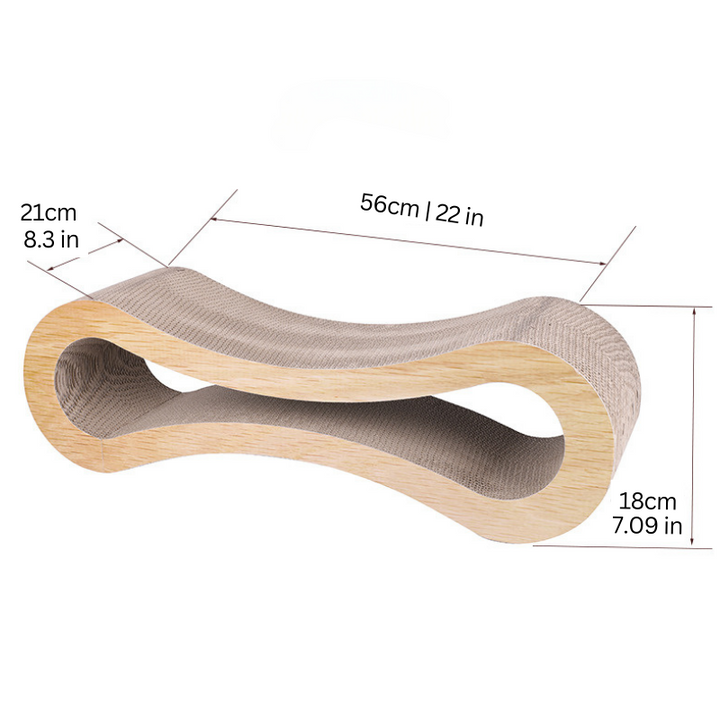 Sustainable corrugated cat scratcher and pet lounge bed. Eco-friendly, durable furniture protector for cat play and rest.