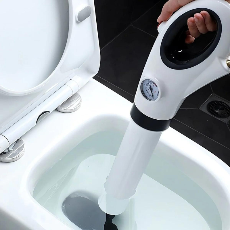 Eco-friendly high-pressure toilet plunger for effective drain unclogging. Household bathroom cleaning & maintenance tool.