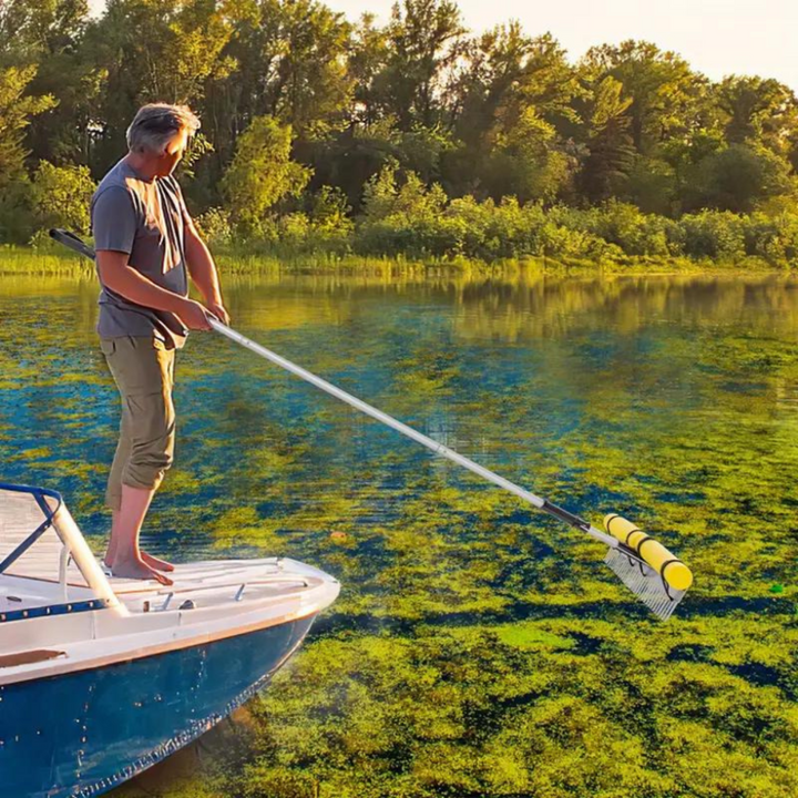 New 3 floating rake for weed removal, an effective water tool for lake and pond maintenance.