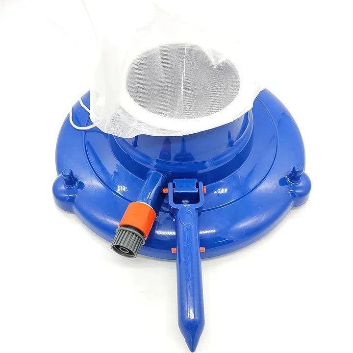 Ergonomic pool vacuum cleaner with robust design for effective leaf removal & easy outdoor pool maintenance.