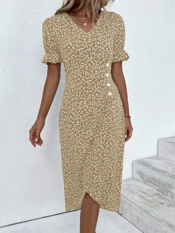 Breathable women's midi dress, a comfortable knee-length summer staple for everyday wear.