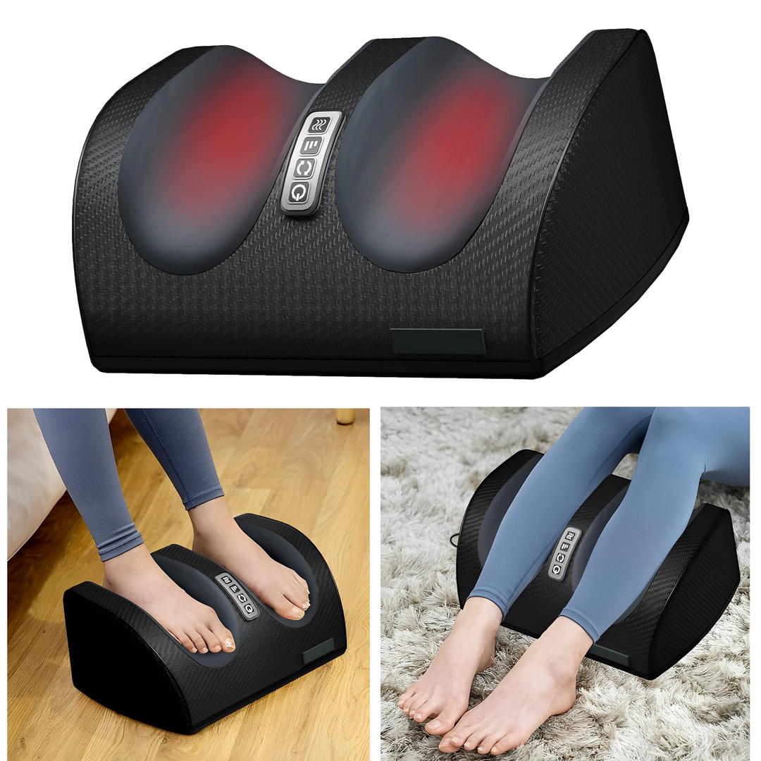 Electric Shiatsu Foot & Calf Massager with Heat therapy for pain relief and muscle relaxation. Portable electric massager.