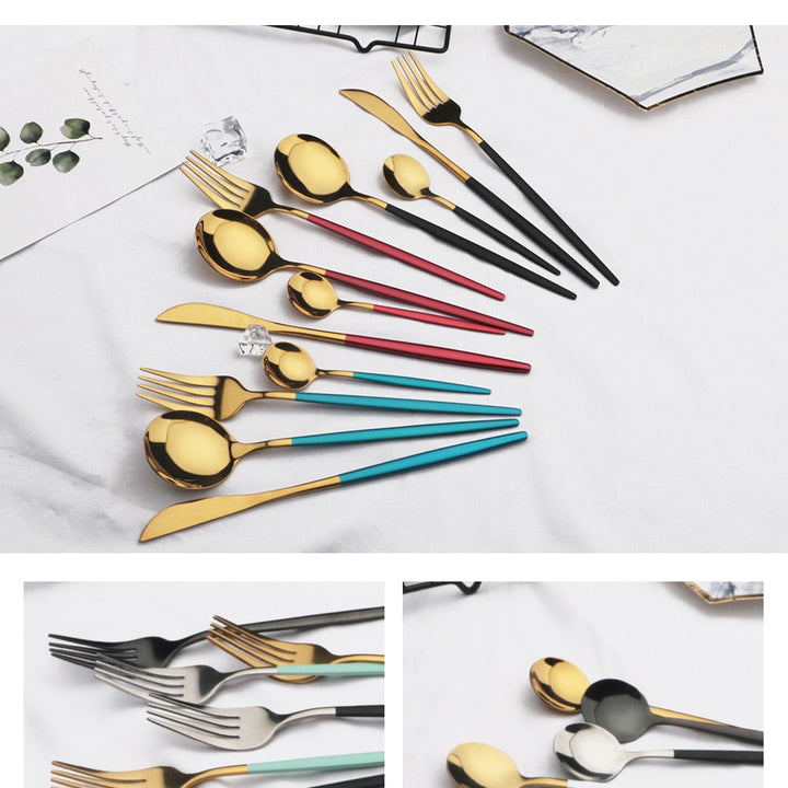 Modern dinner knife from the 24-piece elegant cutlery set, a kitchen essential.