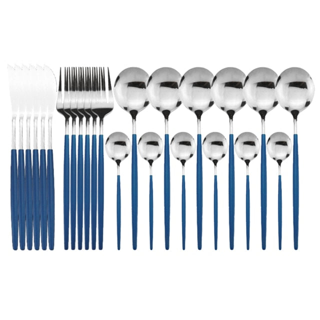 Stylish 24-piece modern flatware set, a perfect gift for new homes or kitchen decor.