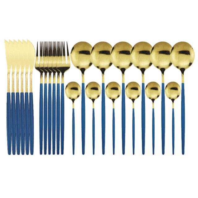 Durable 24-piece stainless steel modern cutlery set, designed for everyday elegant dining.