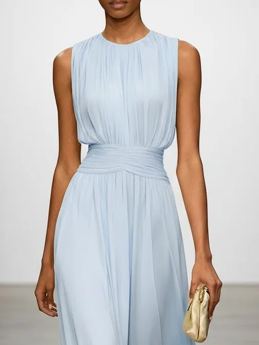 Stylish A-line maxi dress, perfect for a sophisticated wedding guest look.