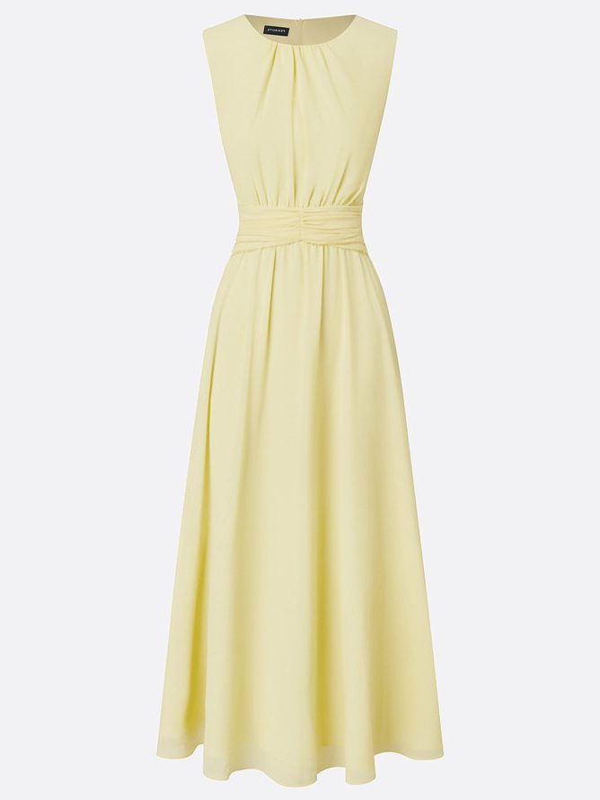 Women's A-line formal dress, elegant design, suitable for wedding guests.
