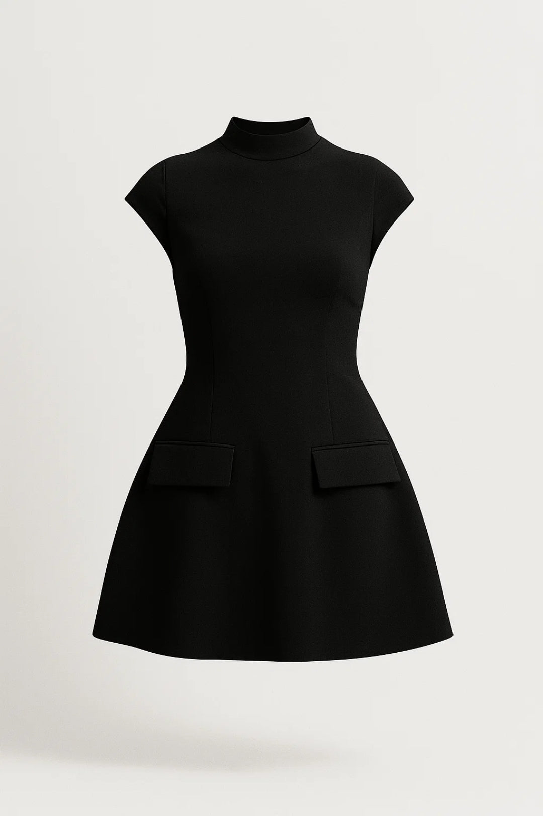 Pretty pink A-line mini dress with a stand-up collar, ideal for elegant day-to-night women's spring fashion.