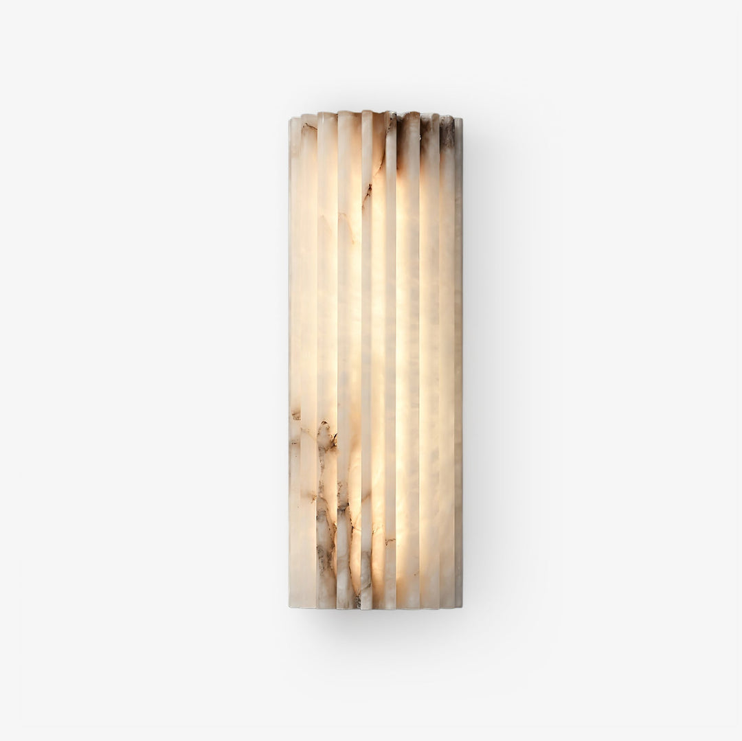 Elegant alabaster wall sconce, modern LED lighting for refined home interiors.