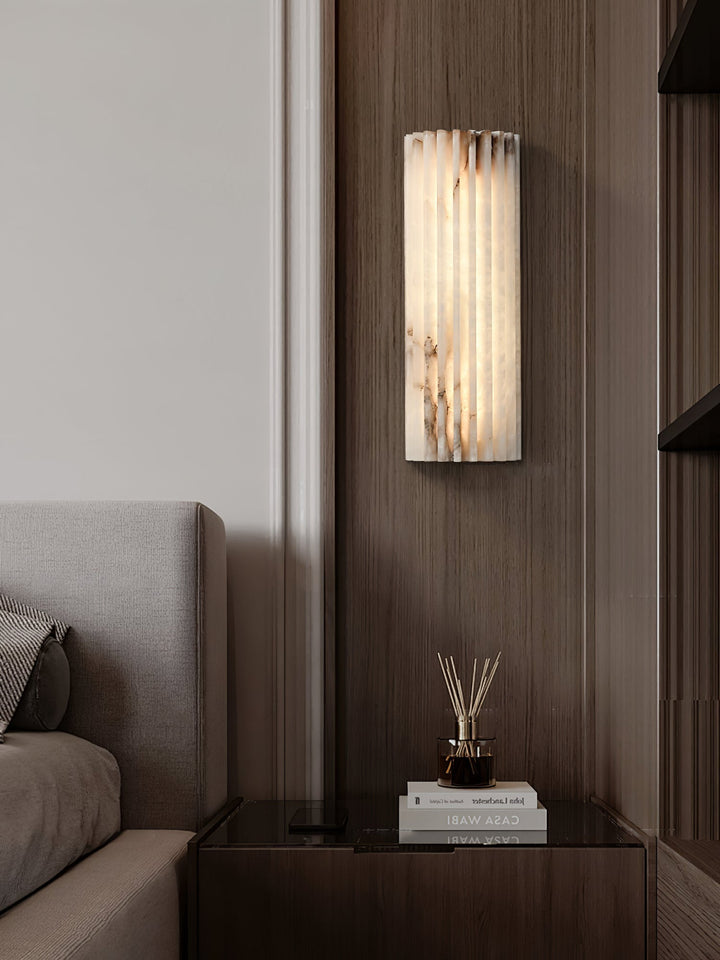 Architectural alabaster wall lamp, a modern LED lighting solution for sophisticated home decor.