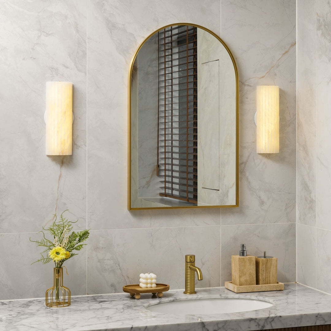Luxurious alabaster wall sconce, a premium LED lighting fixture for elegant modern home decor.