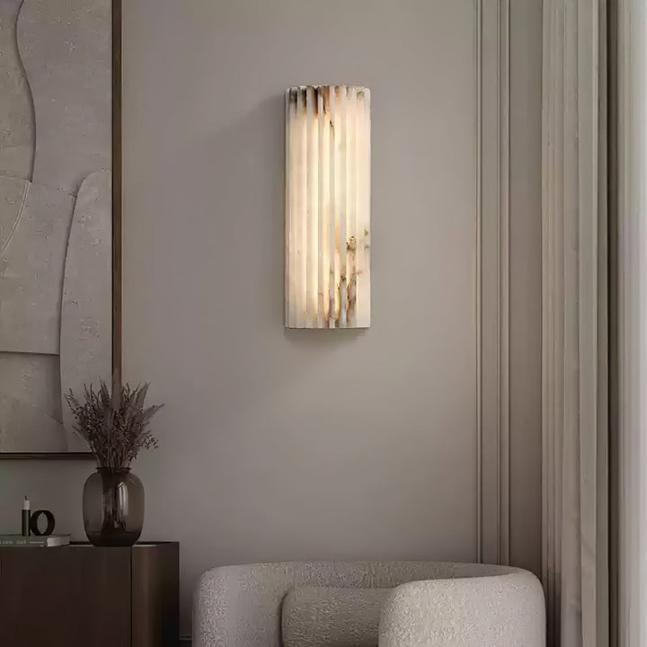 Dimmable LED alabaster wall light, providing versatile and elegant indoor lighting for homes.