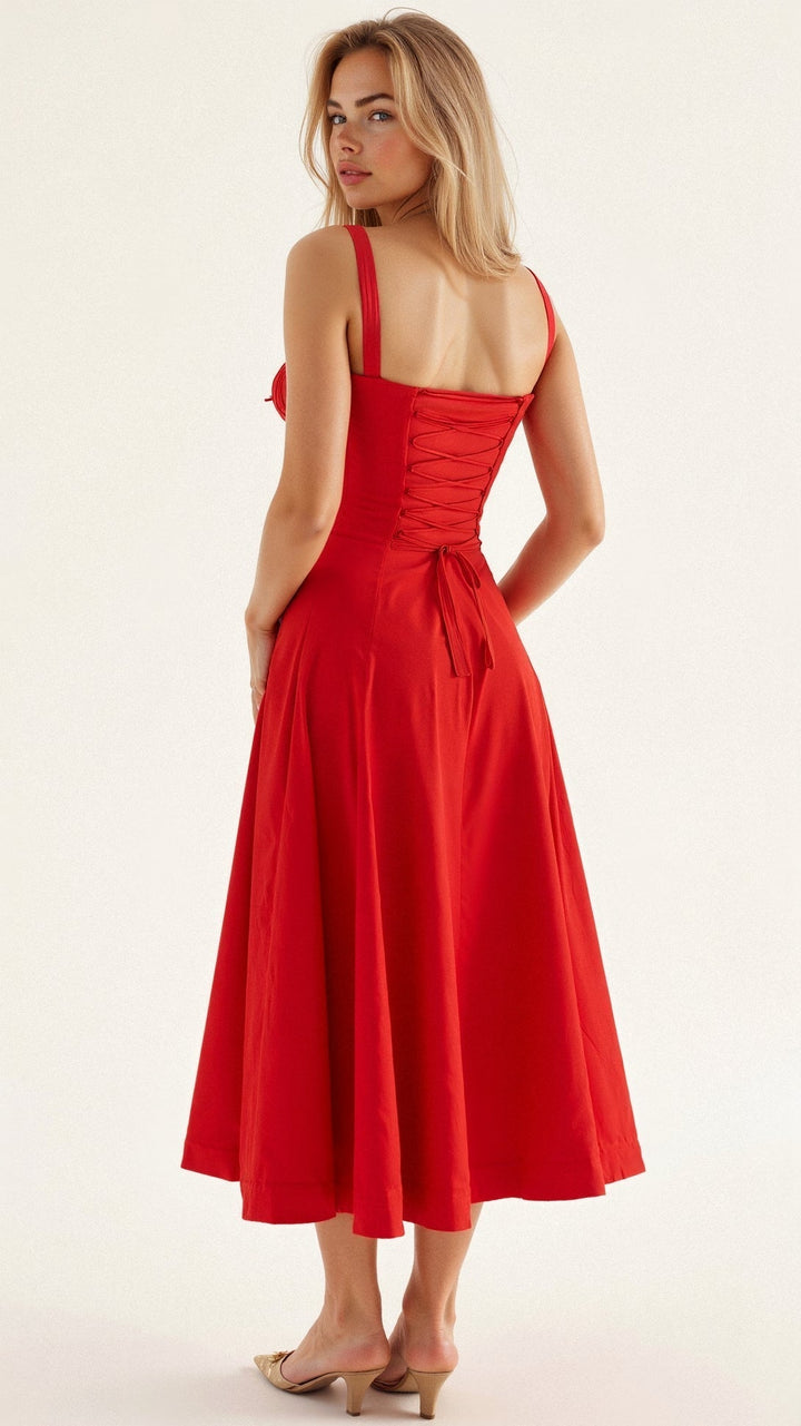 Elegant special occasion dress for women, a beautiful sweetheart midi style.