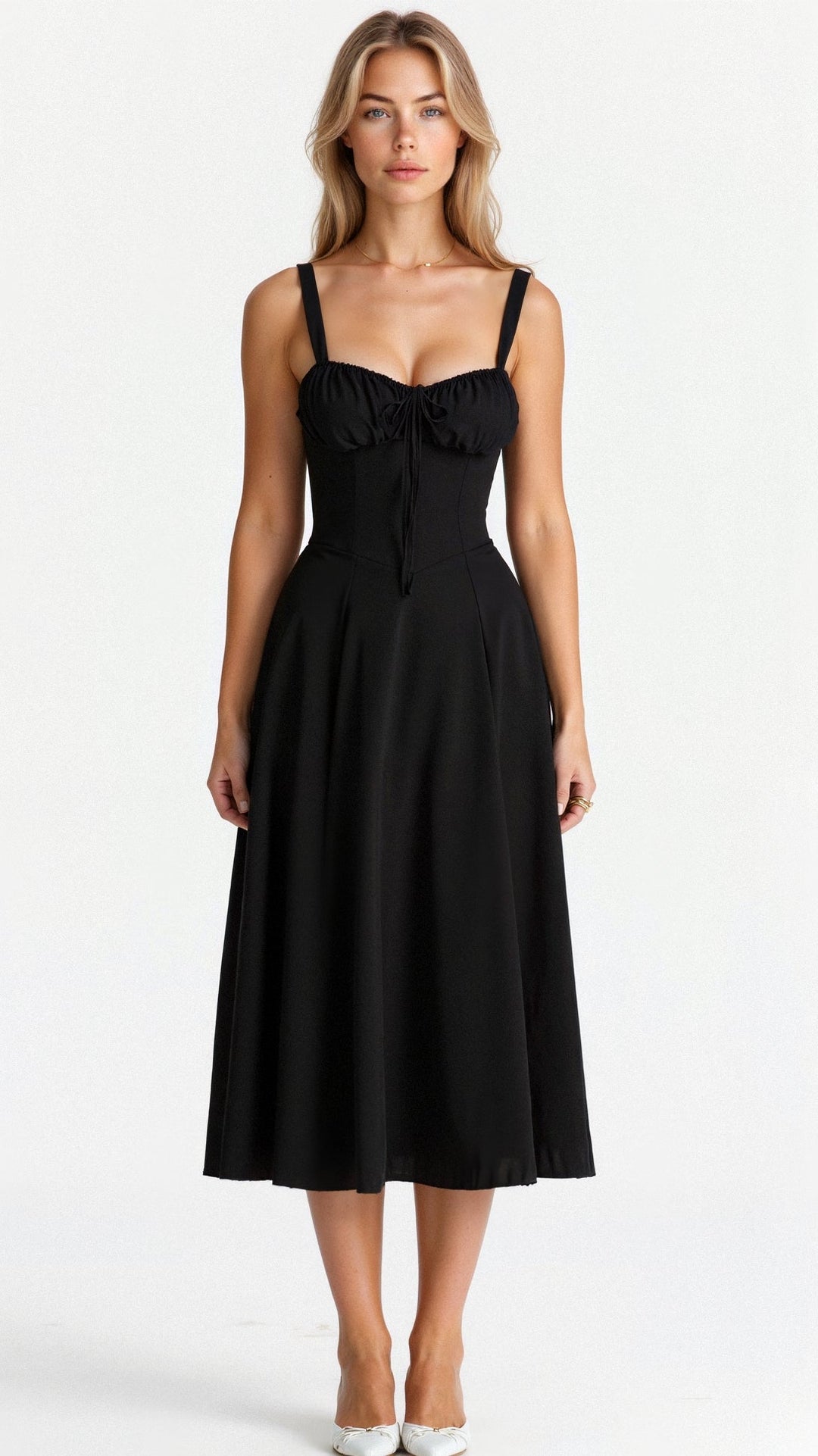 Arabella elegant summer dress with adjustable back, ideal for special occasions.