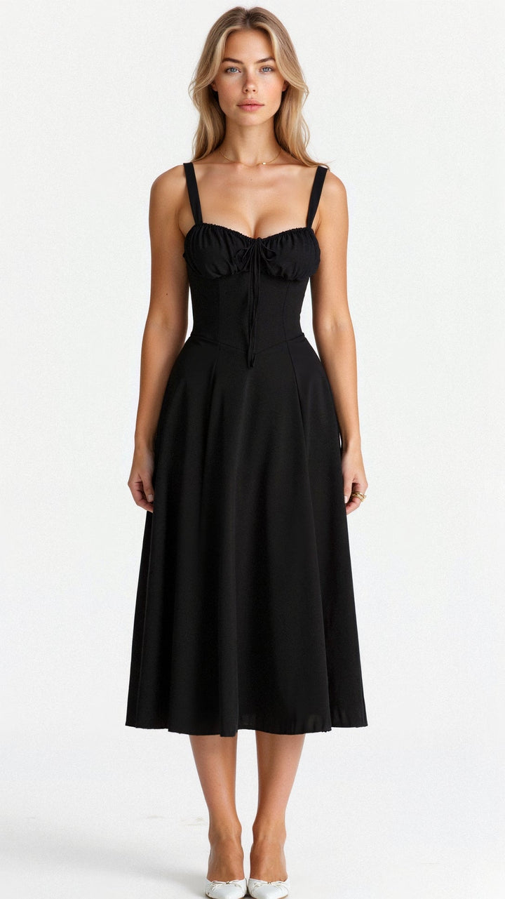 Arabella elegant summer dress with adjustable back, ideal for special occasions.