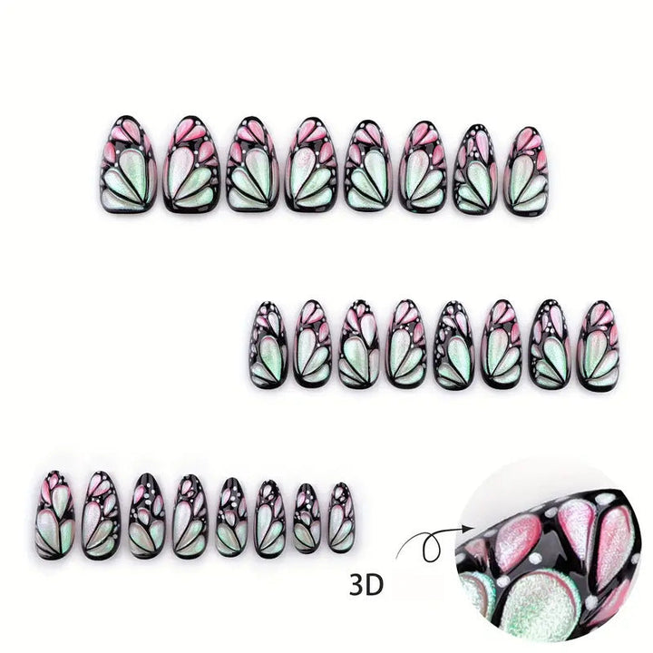 High-quality false nails with unique artistic designs. Perfect press-on nail art for women seeking elegant beauty.