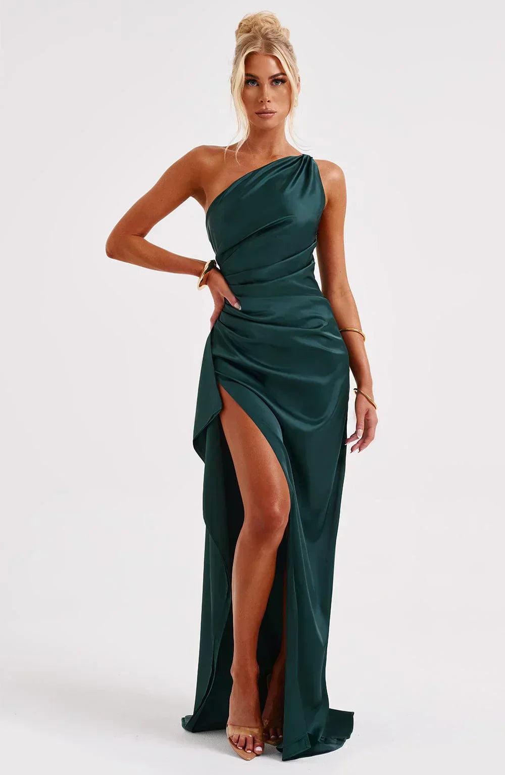 Stylish women's cocktail dress, an asymmetric one-shoulder maxi perfect for summer fashion.