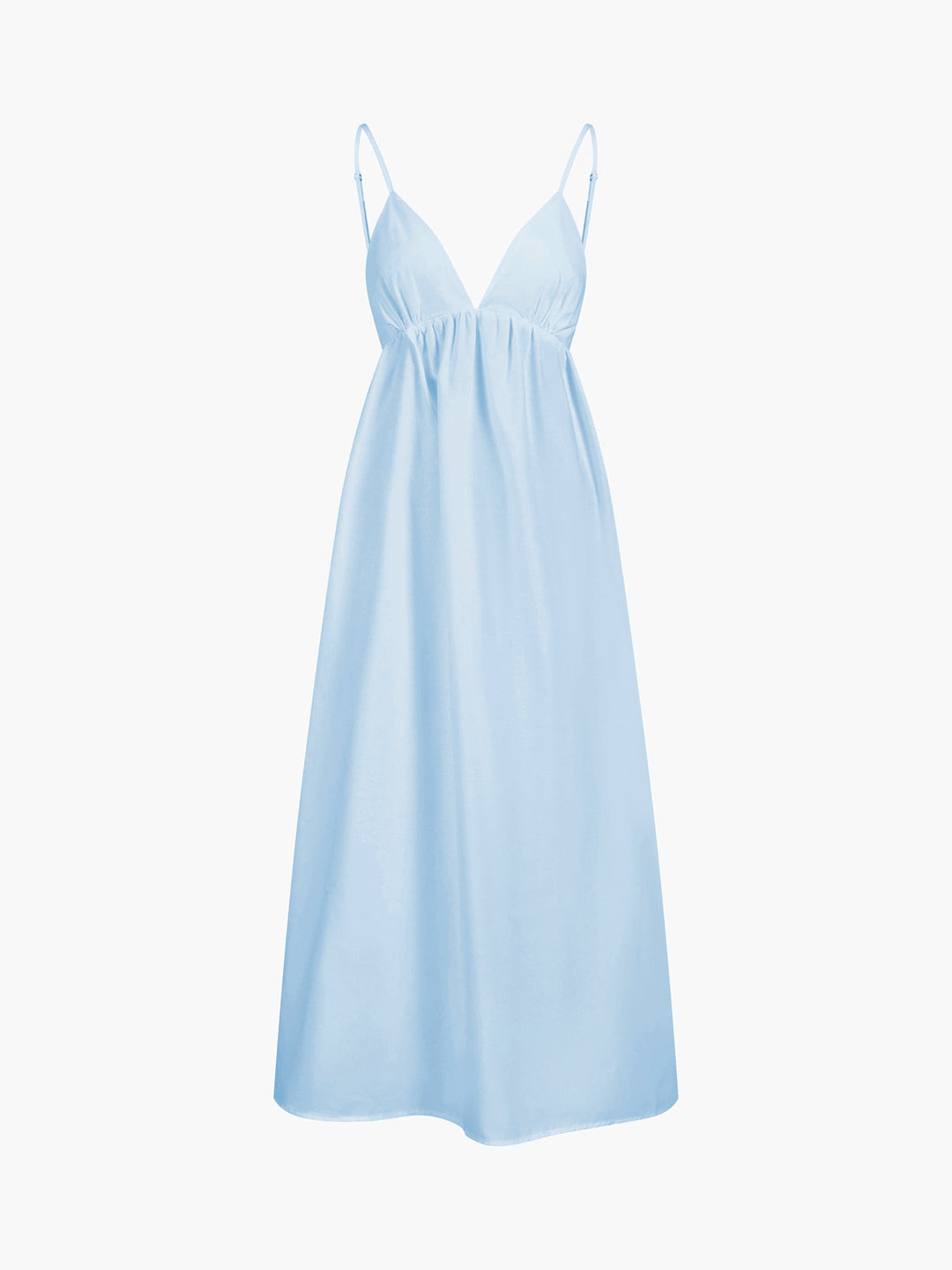 Women's stunning backless V-neck A-line midi dress. Elegant, sleeveless, and perfect for summer parties.