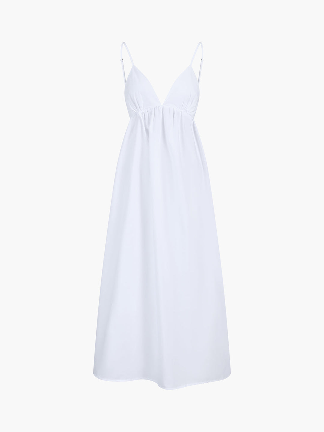 Summer-ready women's backless V-neck A-line midi dress. Elegant and casual chic for warm weather events.