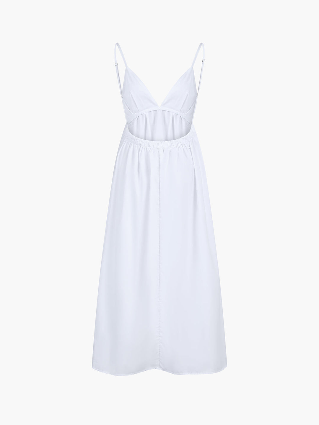 Women's elegant V-neck backless A-line midi dress, perfect for formal events, parties, and special occasions.