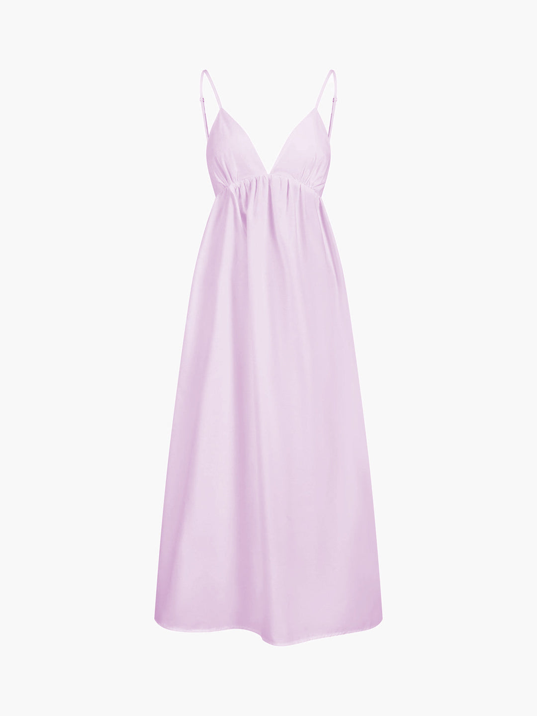 Sophisticated women's V-neck backless A-line midi dress. Elegant sleeveless design for various special occasions.