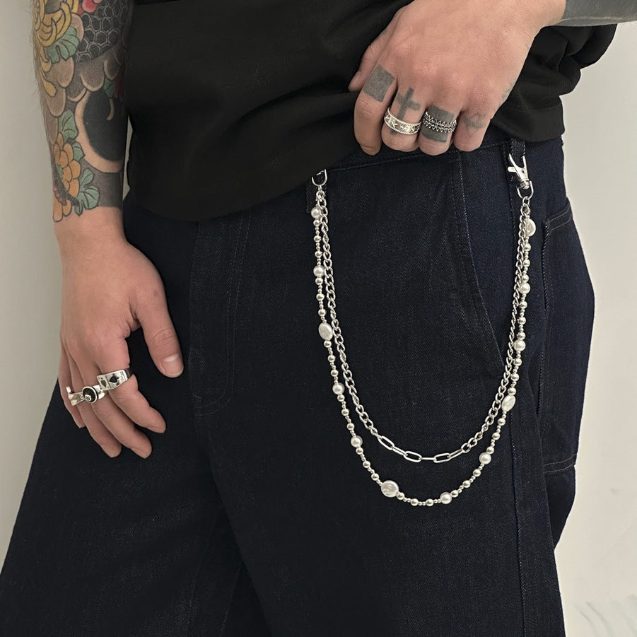Elegant beaded eyewear chain with faux pearls & crystals, a chic women's accessory for glasses and sunglasses.