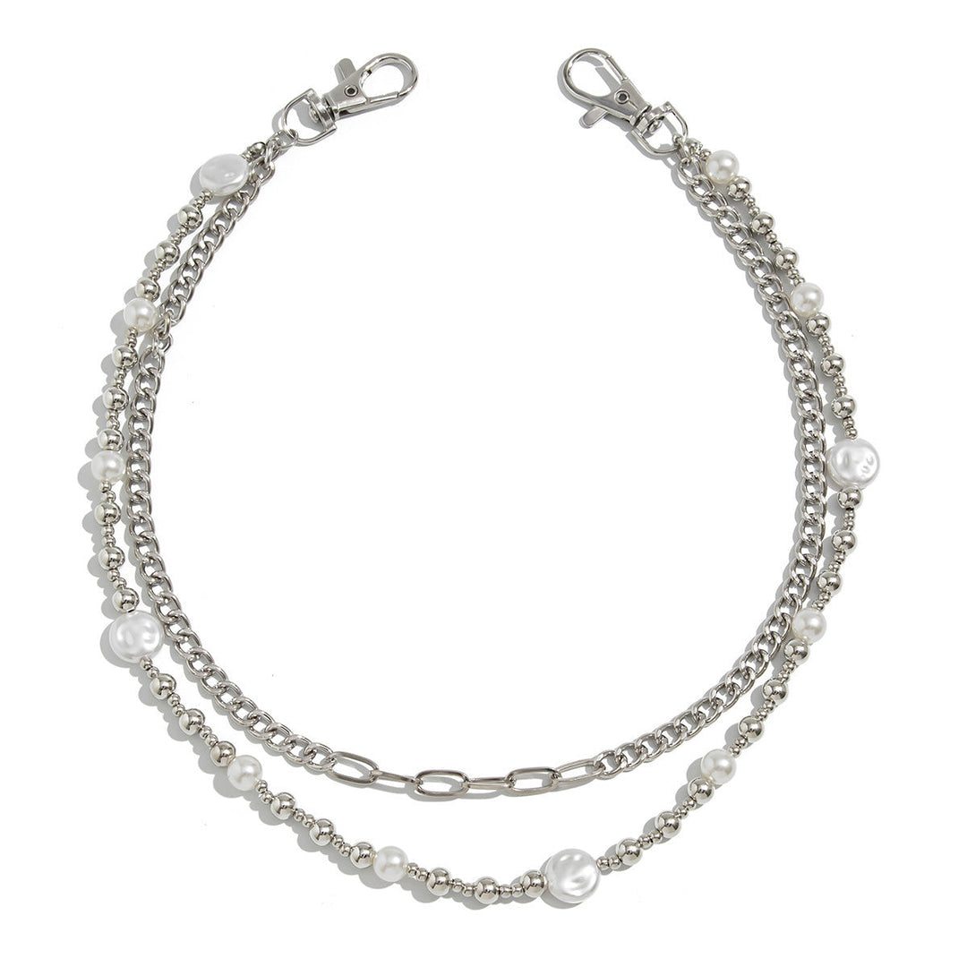 Luxurious faux pearl & clear crystal beaded eyewear chain, an elegant women's accessory for securing glasses.