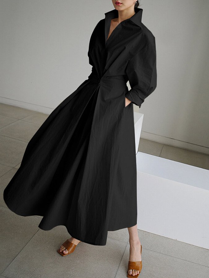Timeless elegant women's midi shirt dress with a classic button-front. Chic and versatile for any occasion.