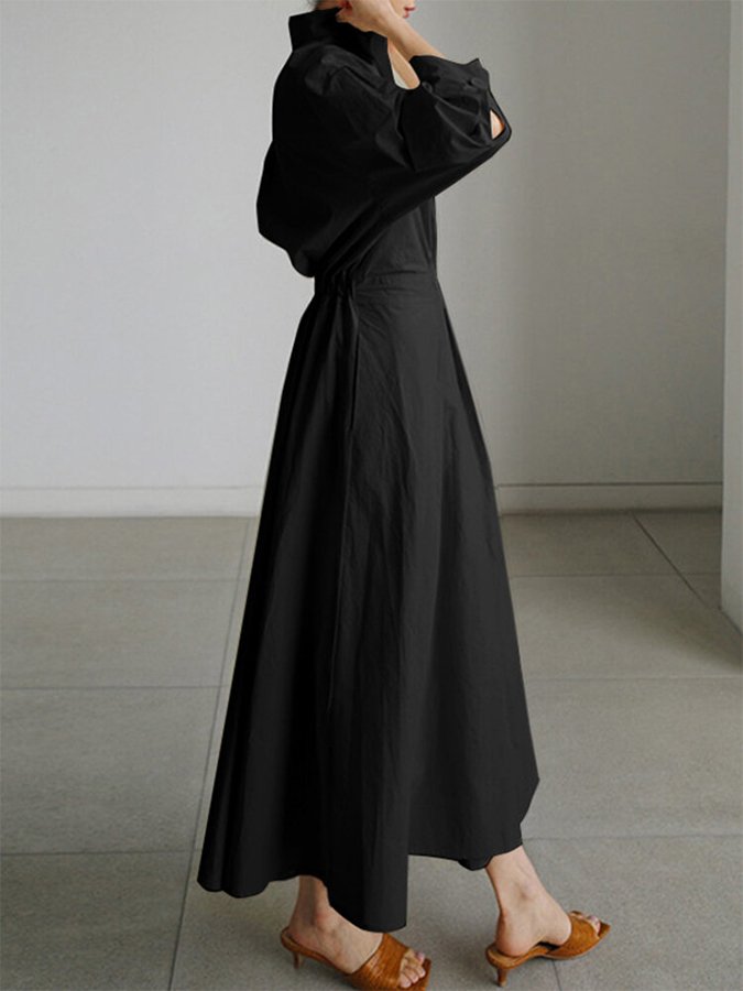 Women's versatile midi shirt dress, button-front, ideal for casual wear or sophisticated office attire.