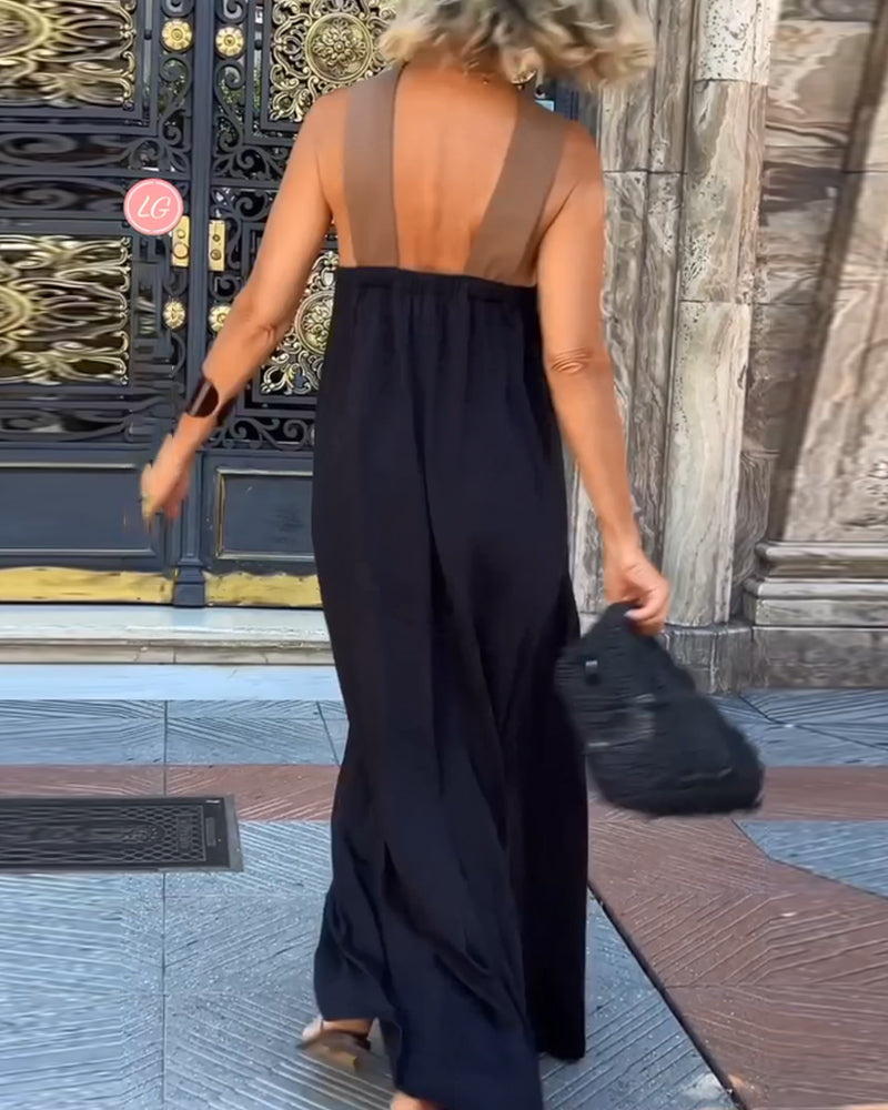 Women's elegant cross neck maxi dress, featuring a flattering silhouette for formal evening occasions.