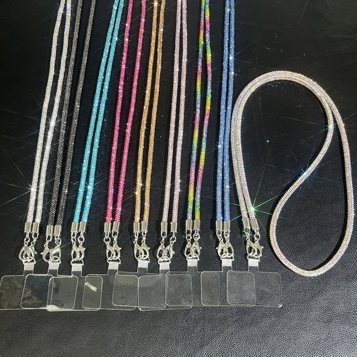 Elegant black ID badge holder with a sleek crossbody chain for professional women.