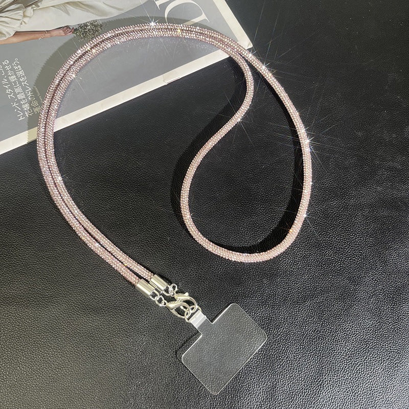 Sleek ID holder with a long crossbody chain, an office essential for professional uniforms.