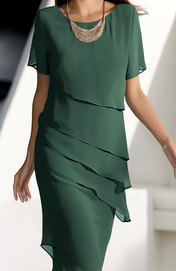 Premium khaki elegant midi dress for women. Comfortable summer fashion, versatile for parties & casual wear.