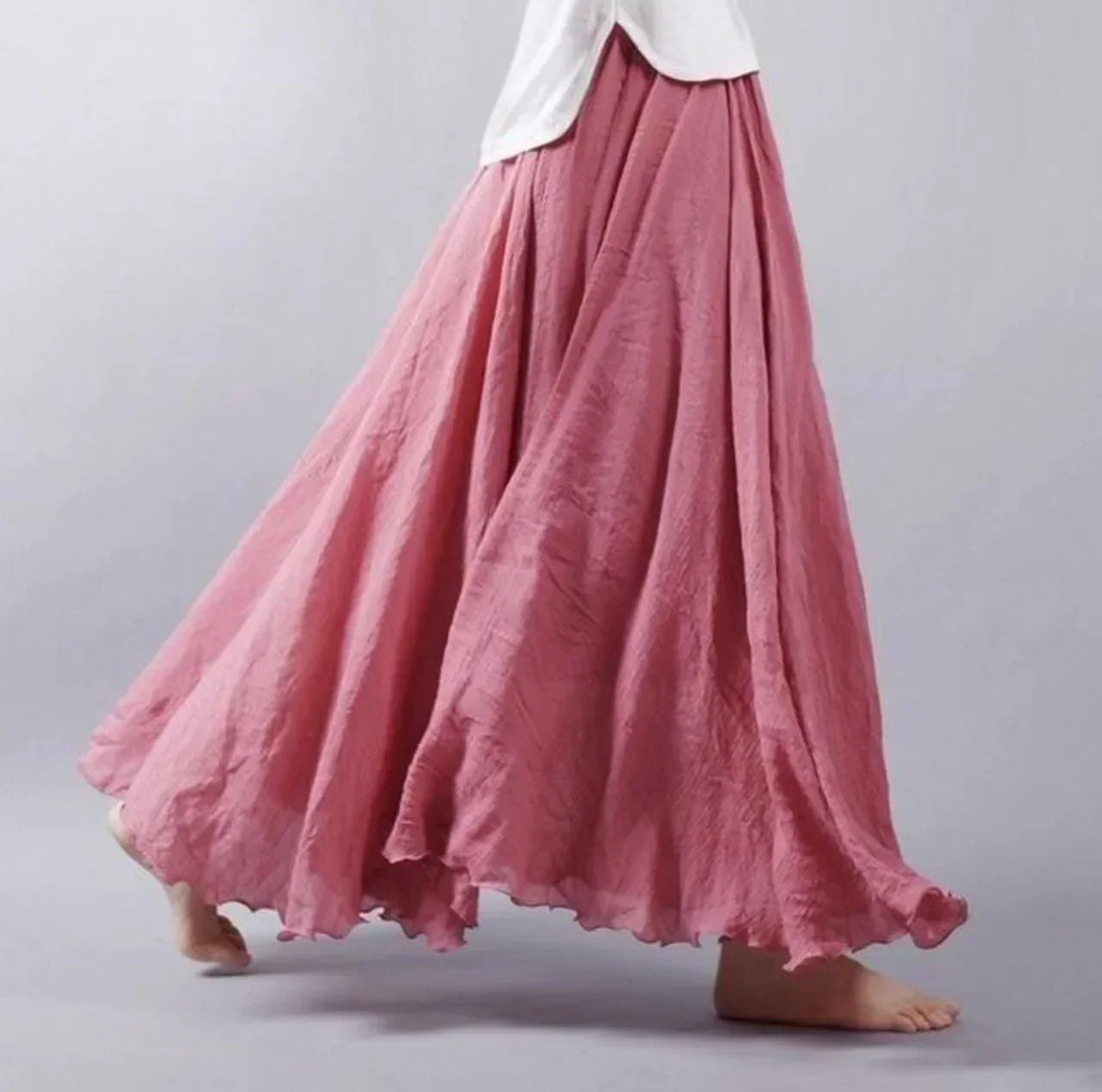 Long elegant boho maxi skirt for women, versatile and comfortable for free-spirited summer fashion.