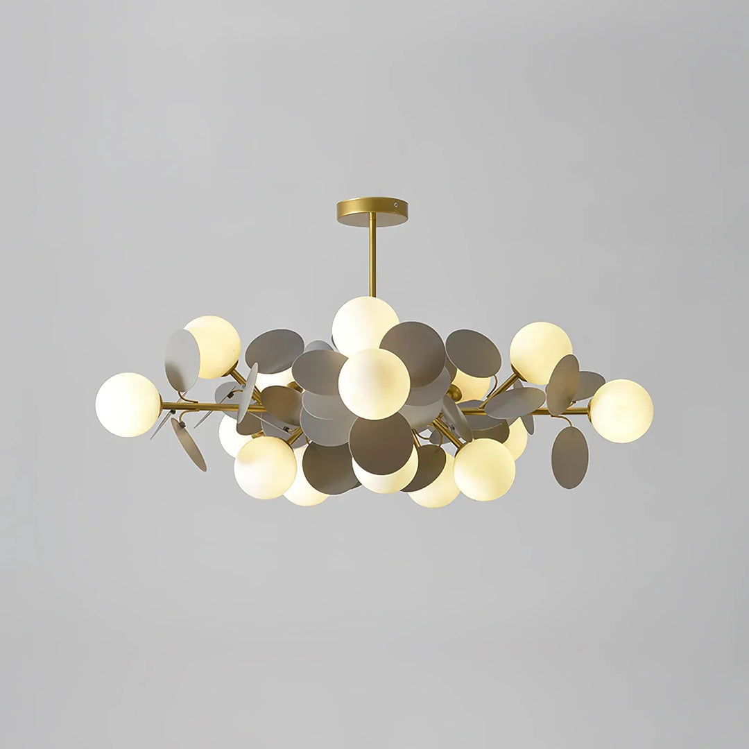 Sophisticated flush mount LED ceiling light, featuring metal branches & acrylic flower shades.
