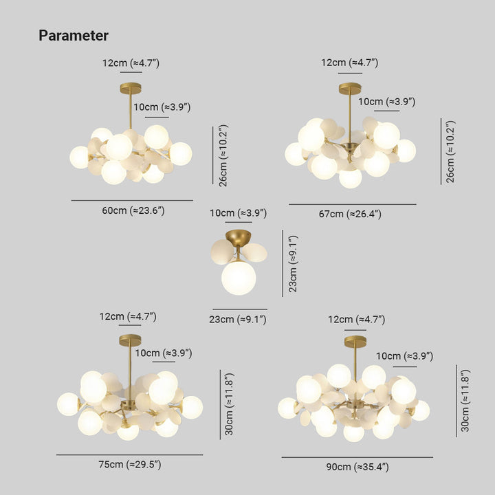 Indoor flush mount ceiling light featuring a unique branch design & delicate flower shades.