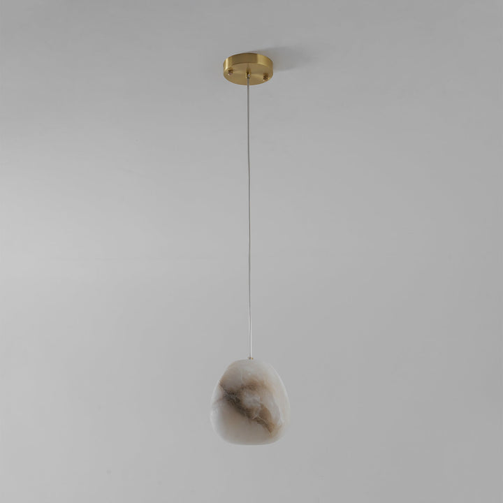 Modern brass pendant, pebble design, a stylish and contemporary addition to any room.